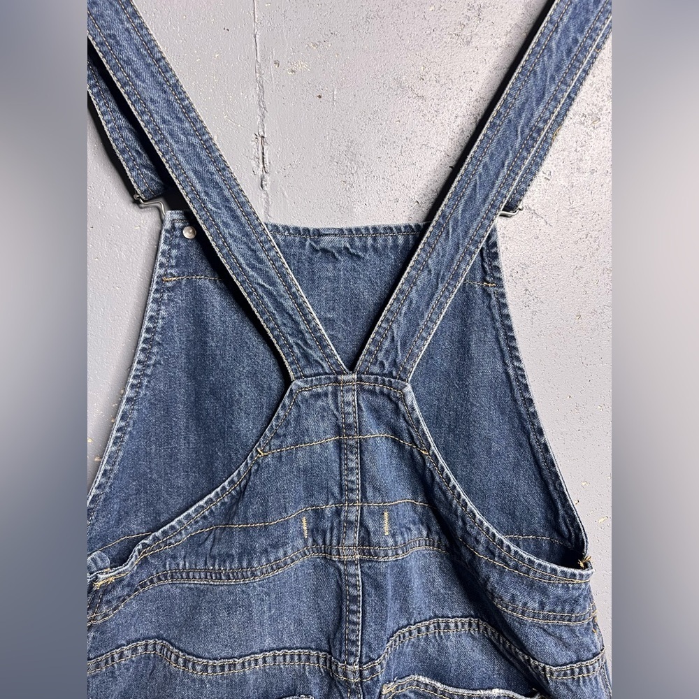 Free People Denim Raw Hem Mini Overall Skirt Size 4 - Picture 10 of 15